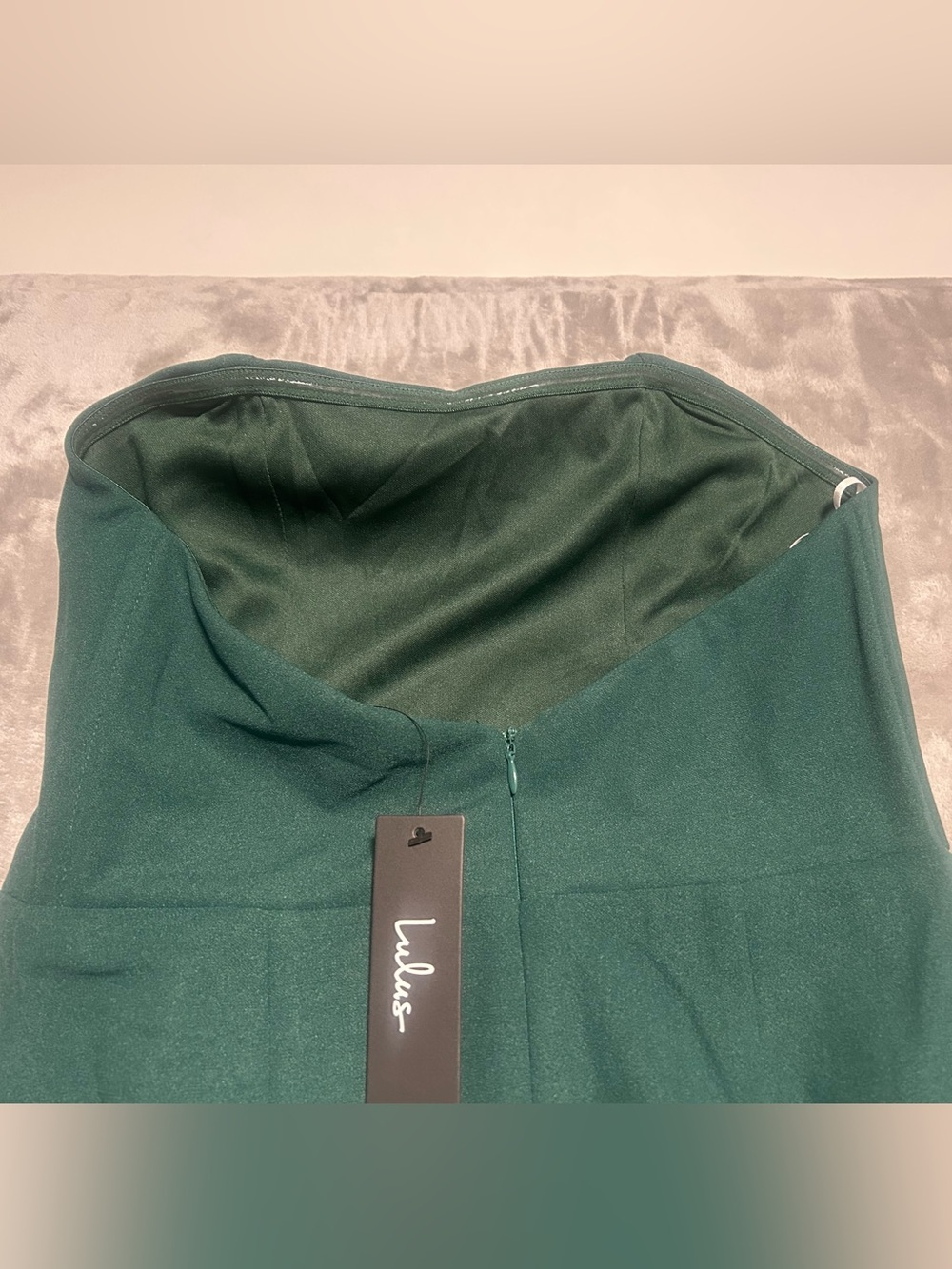 Lulus Strapless Maxi Gown Dress Women’s Medium Green Side Slit - Picture 3 of 8